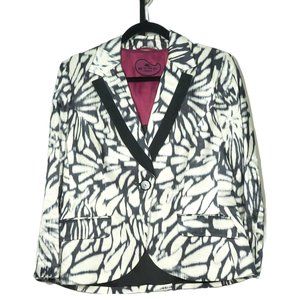 ETRO Women's Zebra Pattern Designer Linen Blend Jacket, Size L, Made in Italy